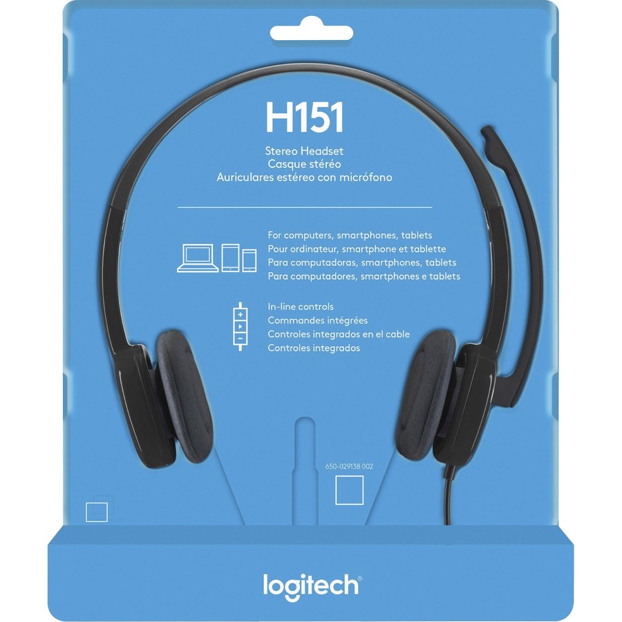 Logitech H151 Stereo Headset with Rotating Boom Mic (Black) Stereo