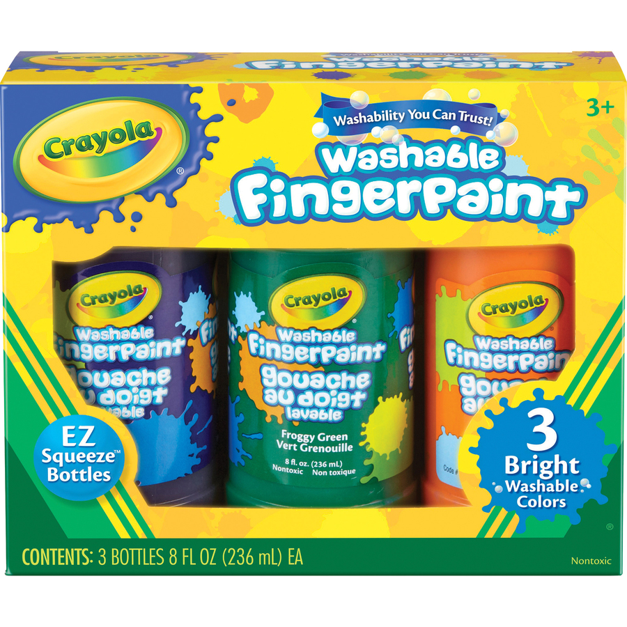 Crayola Washable Fingerpaint Bright Colors Set 8 oz 3 / Set Vivid