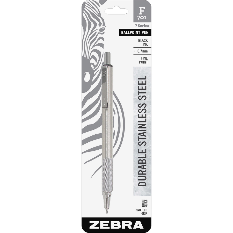 Zebra Pen STEEL 7 Series F701 Retractable Ballpoint Pen 0.7 mm Pen Point Size Refillable