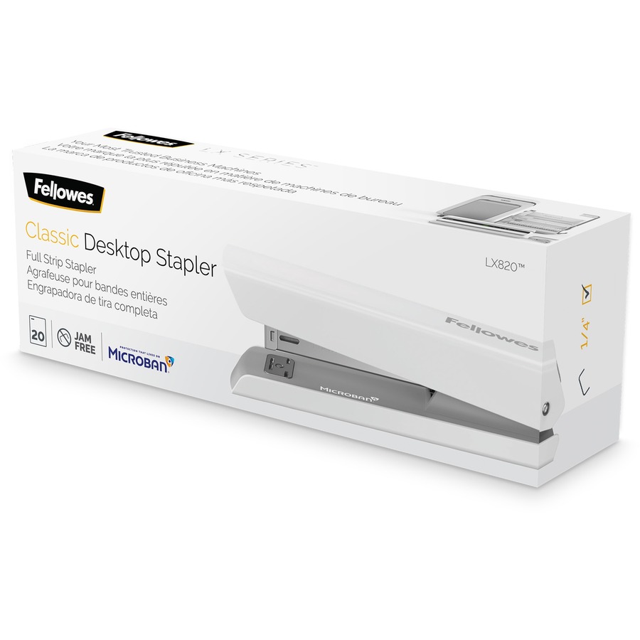 Fellowes LX820 Classic Full Size Desktop Stapler White Staplers