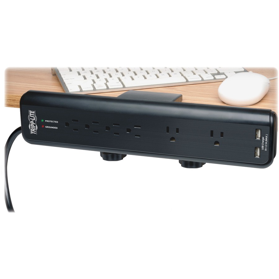 Tripp Lite Surge Protector Power Strip Desk Mount 120V USB 6 Outlet 6