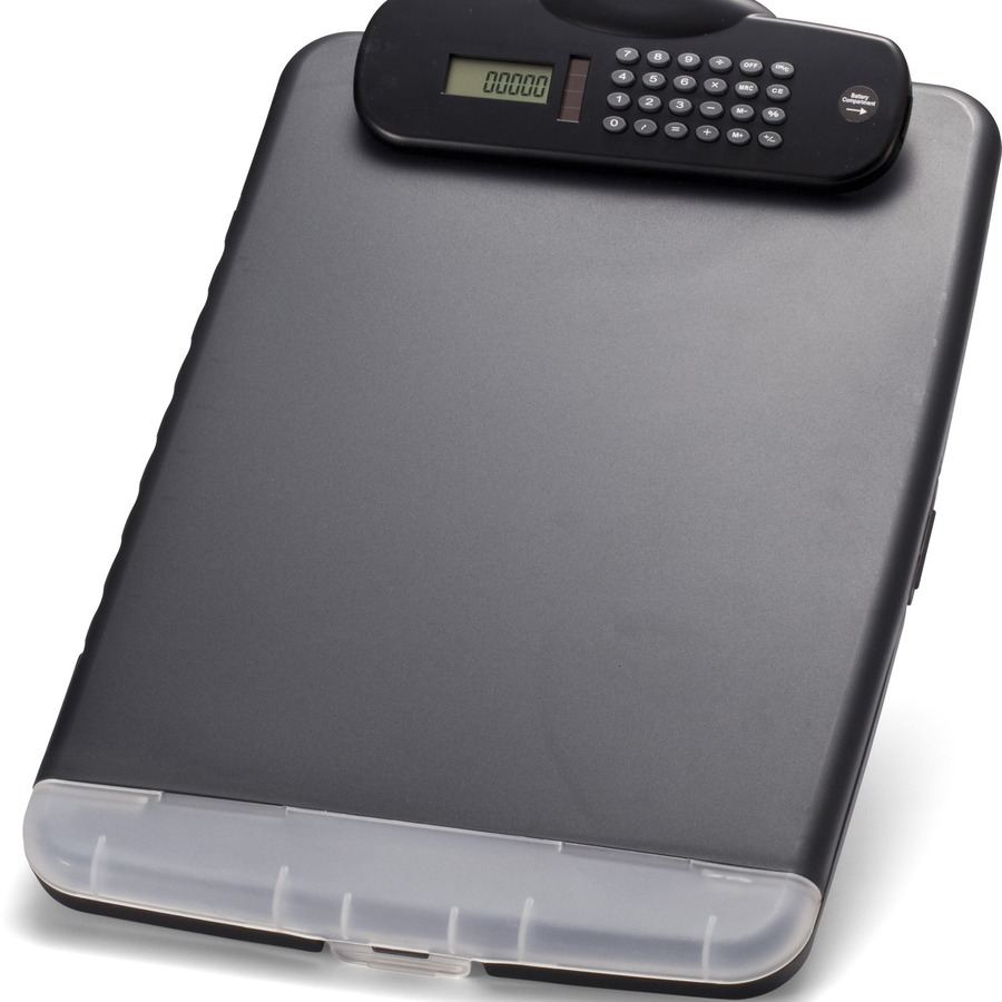 Officemate Slim Clipboard Storage Box with Calculator Clipboards