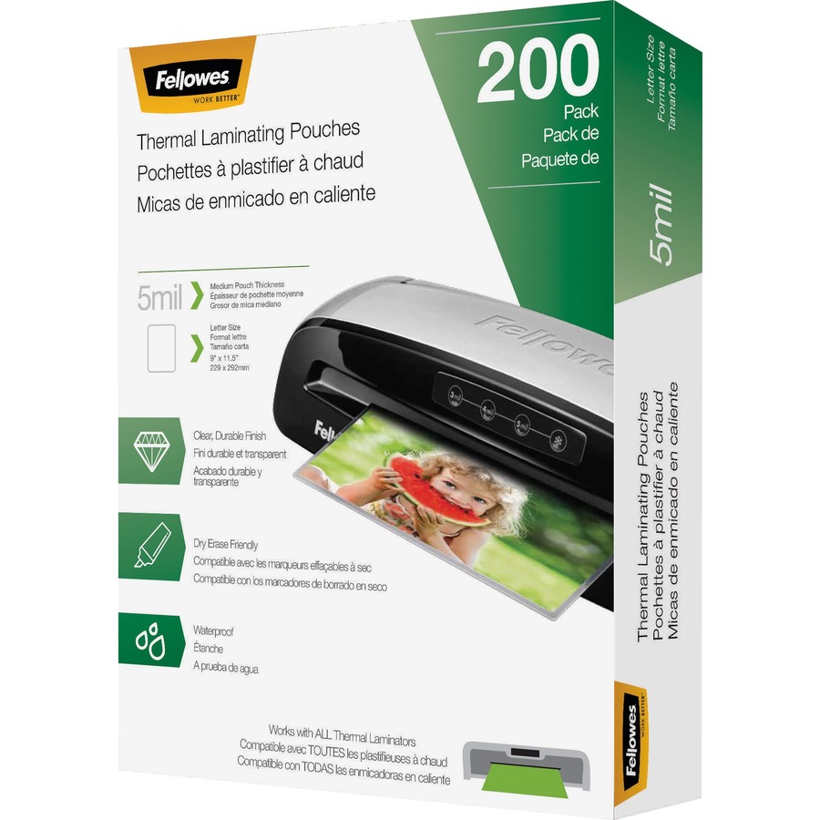 Fellowes LetterSize Thermal Laminating Pouches Laminating Supplies