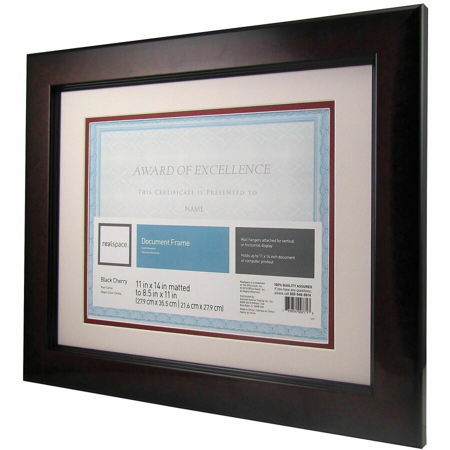 Realspace™ Plastic Photo/Document Frame, 11" x 14", Matted For 81/2" x