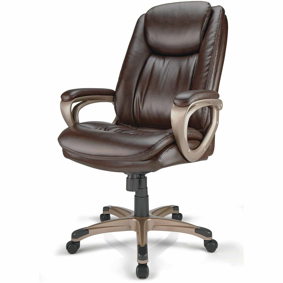 Realspace Treswell Bonded Leather HighBack Executive Chair, Brown