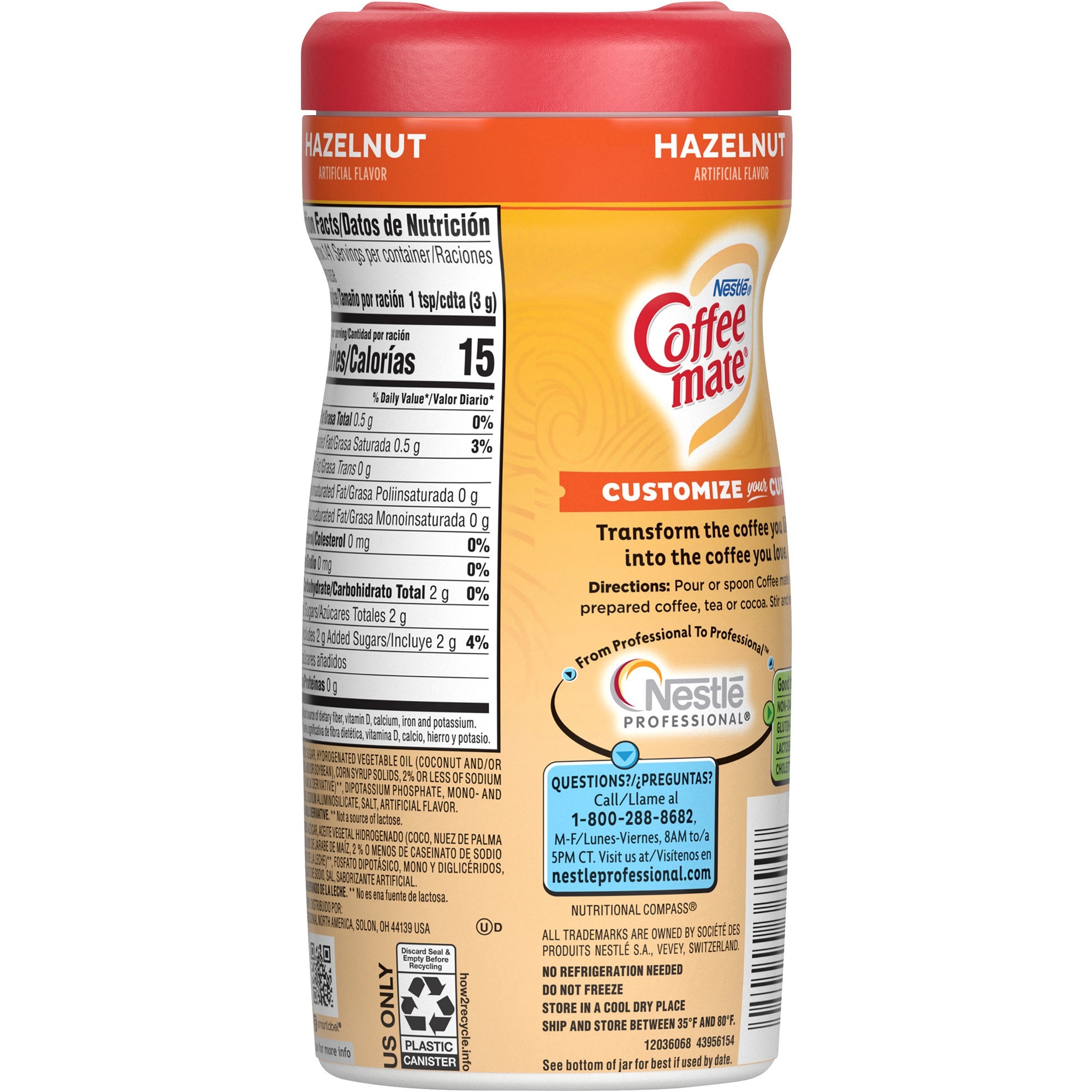 Coffee mate Hazelnut GlutenFree Powdered Creamer JD Office Products