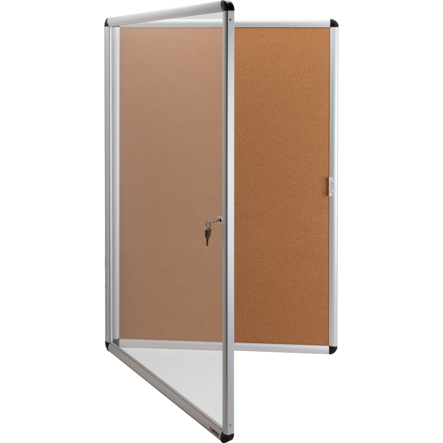 Lorell Enclosed Cork Bulletin Boards 36" Height x 24" Width Natural