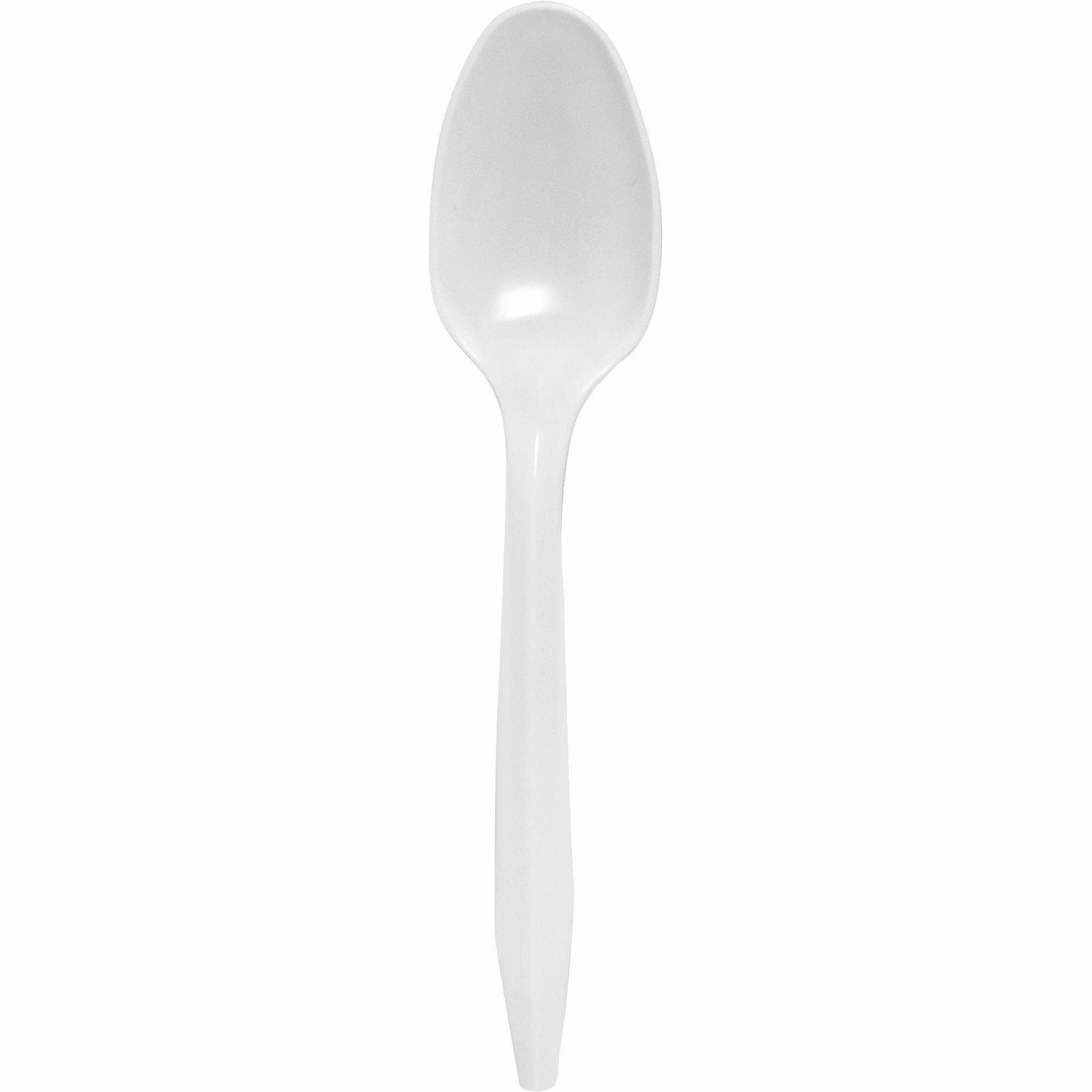 Genuine Joe Plastic Spoons, Individually Wrapped, Disposable 1000 / Carton White