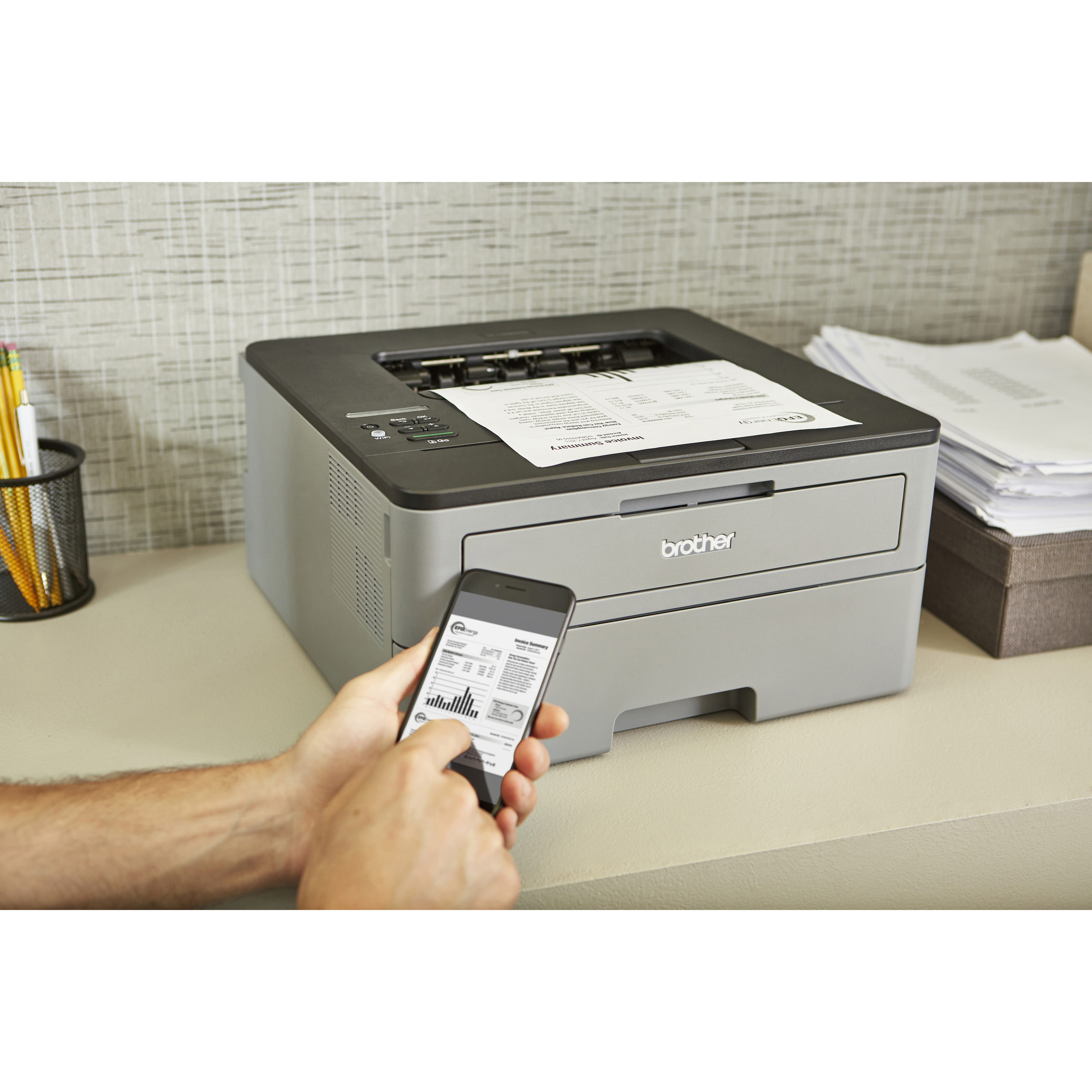 Brother HLL2350DW Monochrome Compact Laser Printer with Wireless and