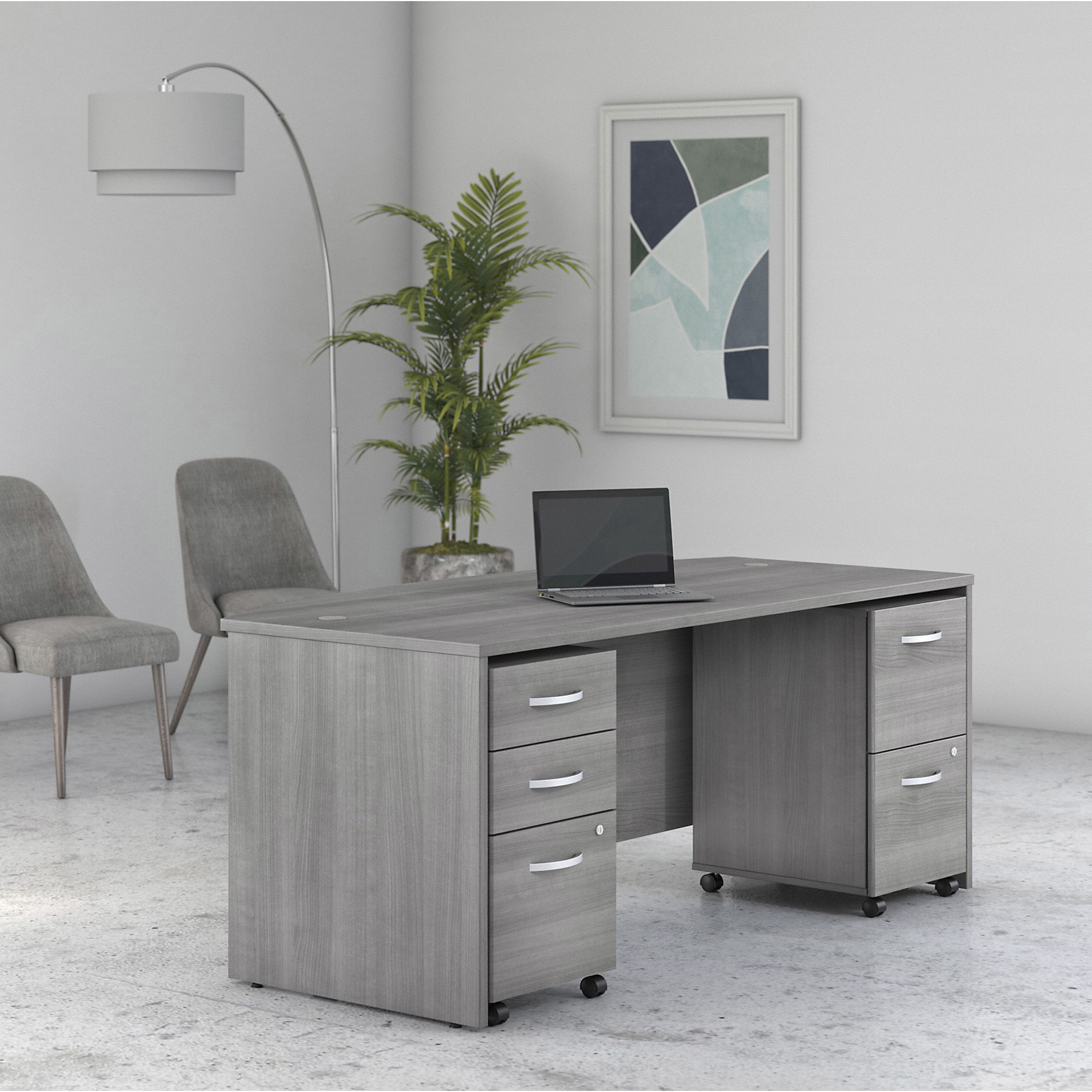 Bush Business Furniture Studio C 72W X 36D Bow Front Desk With Mobile