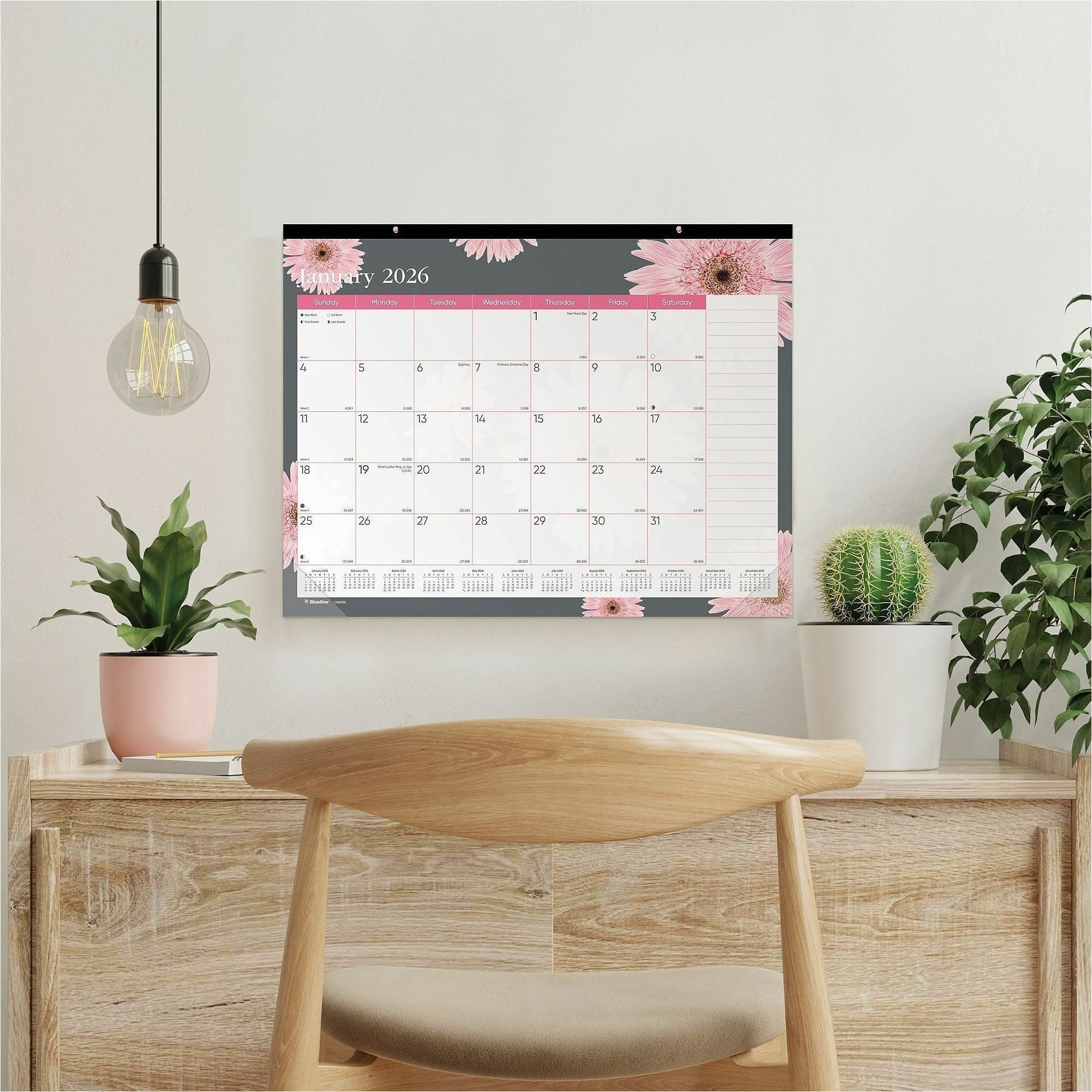 Brownline Monthly Floral Desk Pad Desk Calendars & Pads Dominion