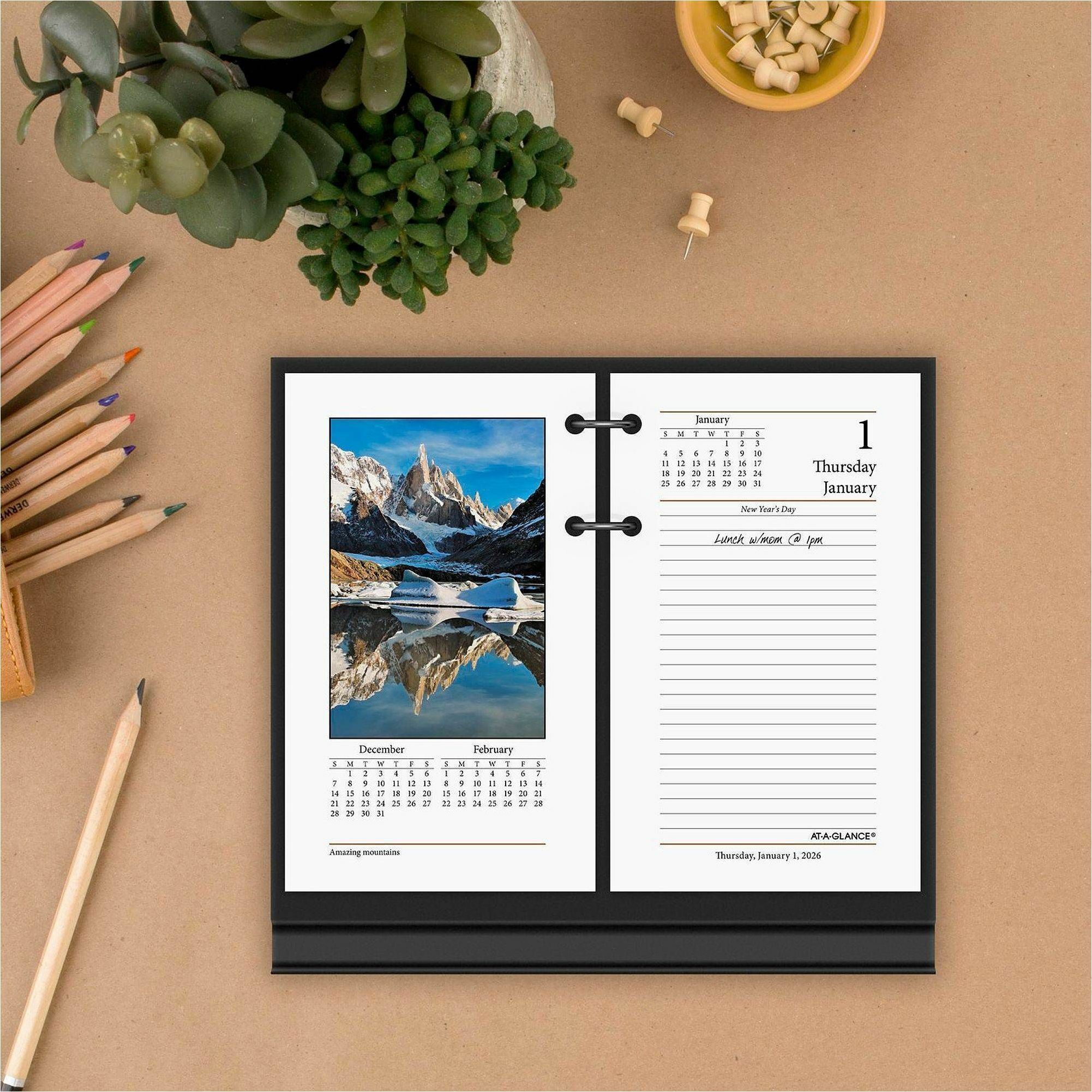 2023 Current Events Review Sheet AtAGlance Photographic Desk Calendar Refill, 1 Day Double Page Layout