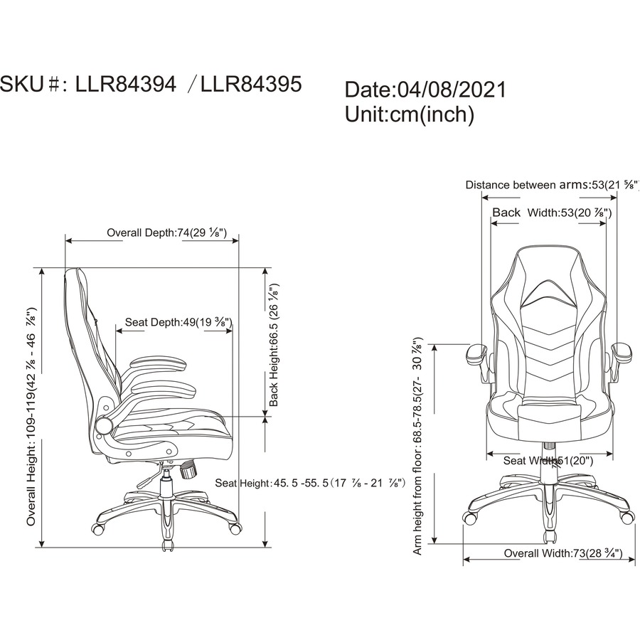 LLR 84394 Lorell HighBack Gaming Chair Lorell Furniture