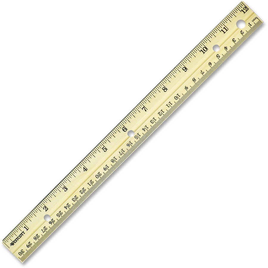 Westcott Metal Edge English/Metric Wood Ruler 12" Length 1" Width 1