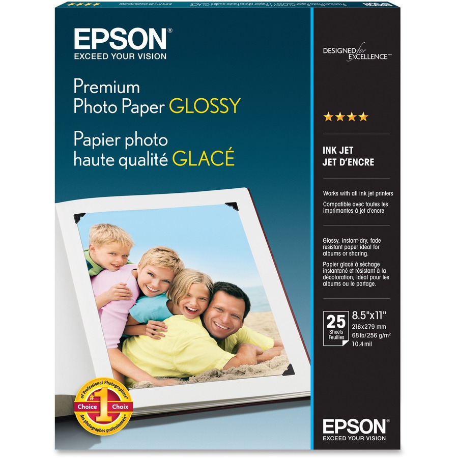 Epson Premium Inkjet Photo Paper Bright White Letter 8 1/2" x 11