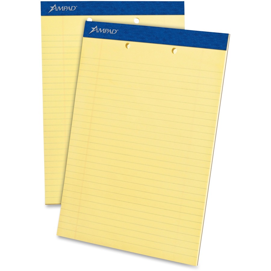 Ampad Writing Pads, Letter, Perforated, 0.34 Ruled, TwoHole Top