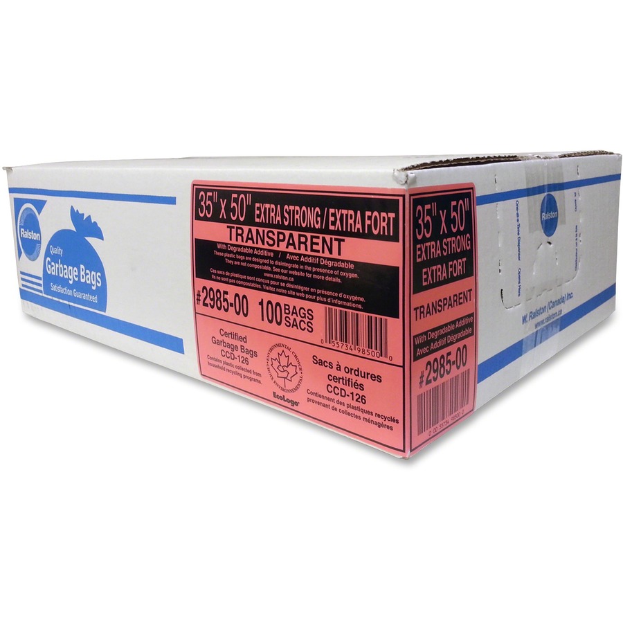 Ralston Transparent Industrial Strength Trash Bags Stone's Office Plus