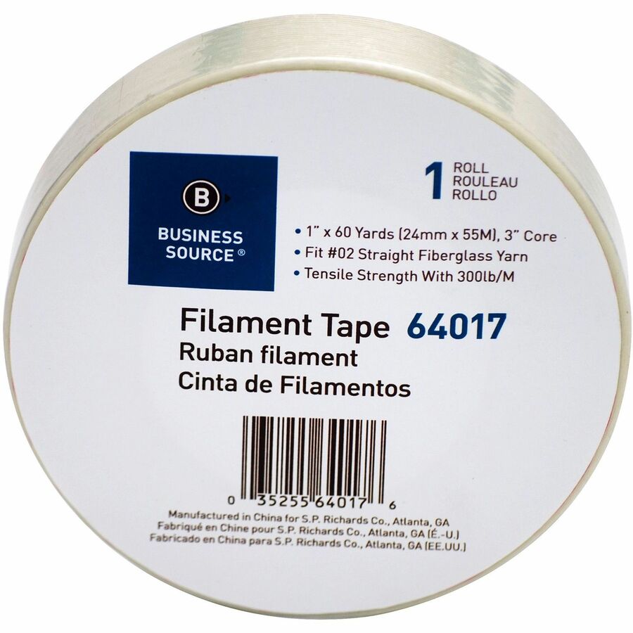 Business Source Heavyduty Filament Tape 60 yd Length x 1" Width 3