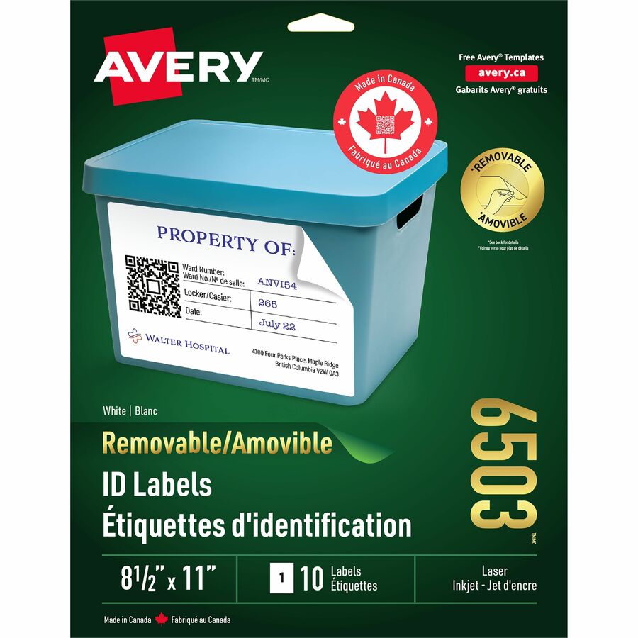 Avery® Removable ID Labels for Laser and Inkjet Printers Tiger Office