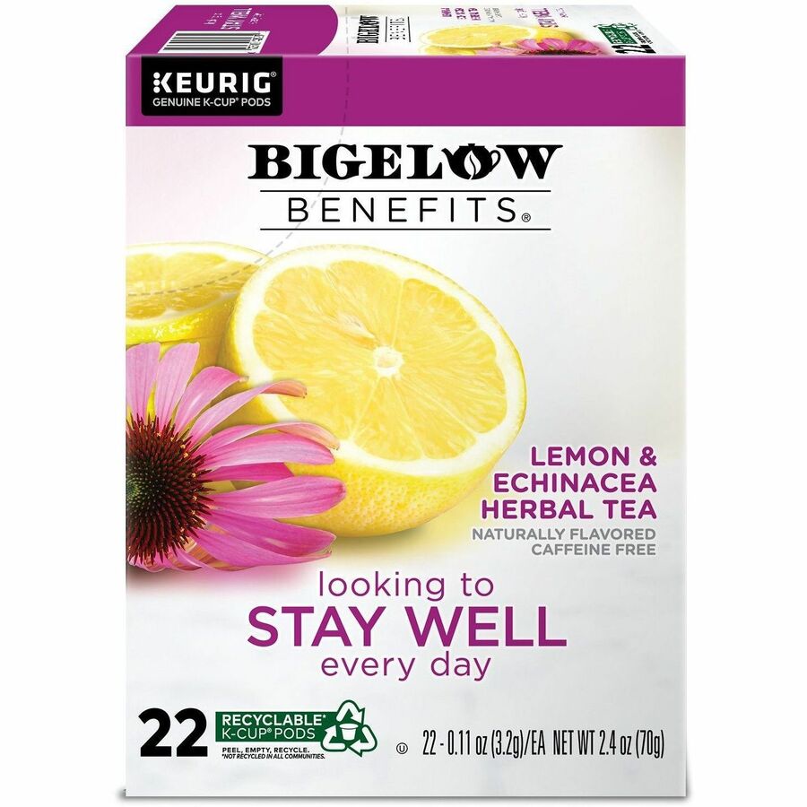Bigelow Stay Well Lemon & Echinacea Herbal Tea KCup 22 / Box ICC