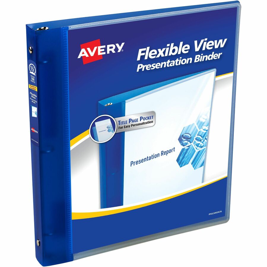 Avery® FlexiView 3 Ring Binders 1/2" Binder Capacity Letter 8 1/