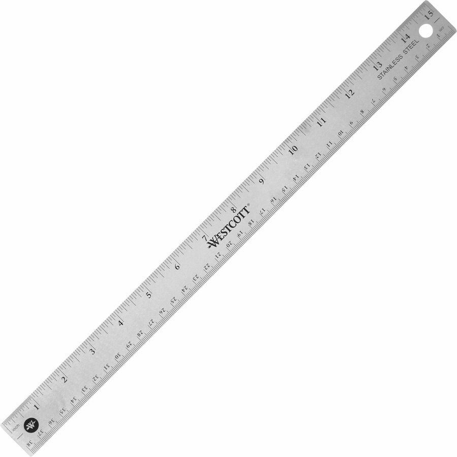 Westcott Stainless Steel Rulers 15" Length 1" Width 1/16, 1/32