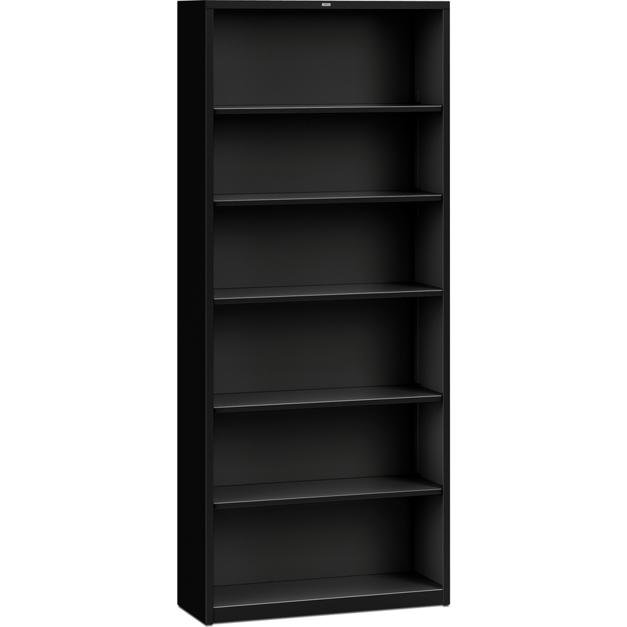 HON S82ABCP, Metal Bookcase 81.1" High, Black, 6 Shelves Office