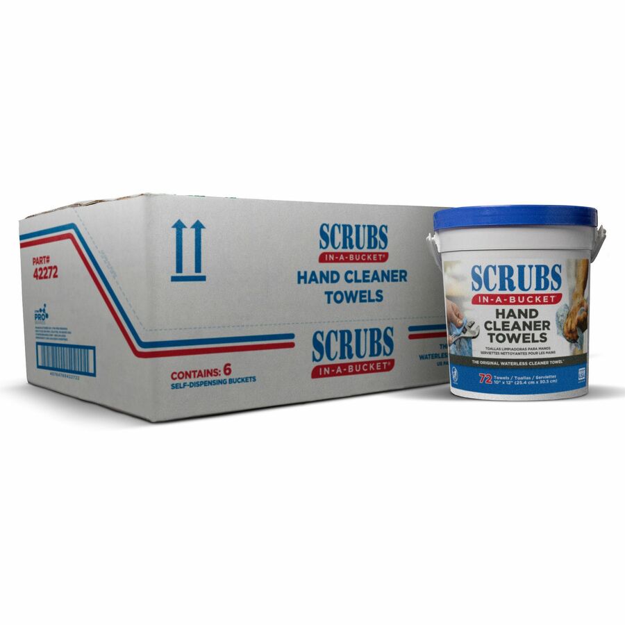 SCRUBS InABucket Hand Cleaner Towels 12" x 10" Blue Absorbent