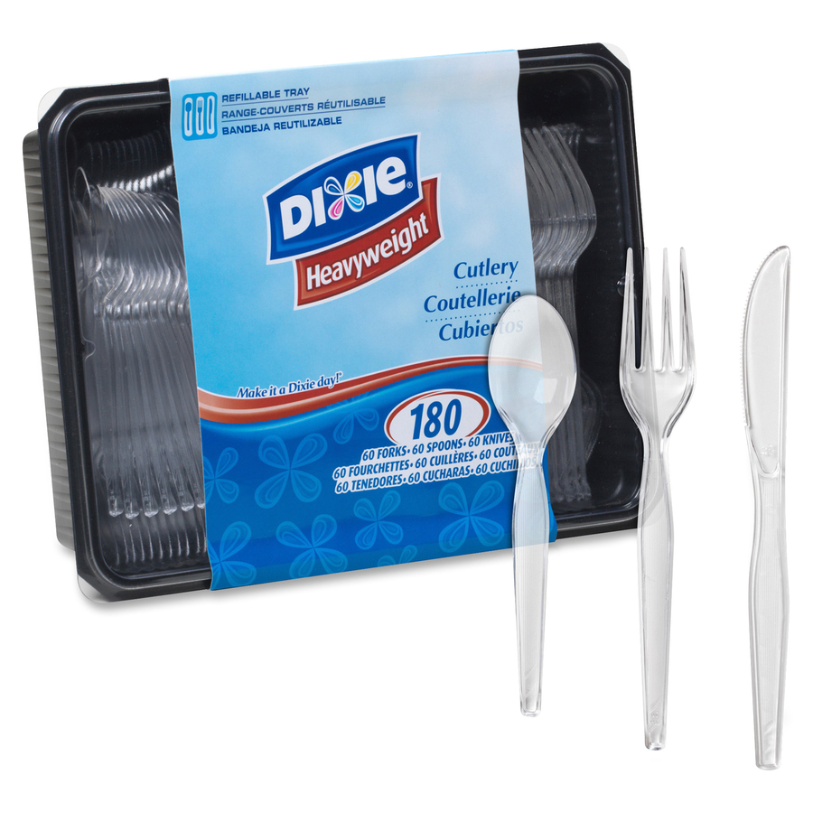 Dixie Heavyweight Disposable Forks, Knives & Teaspoons Keeper Pack Grab