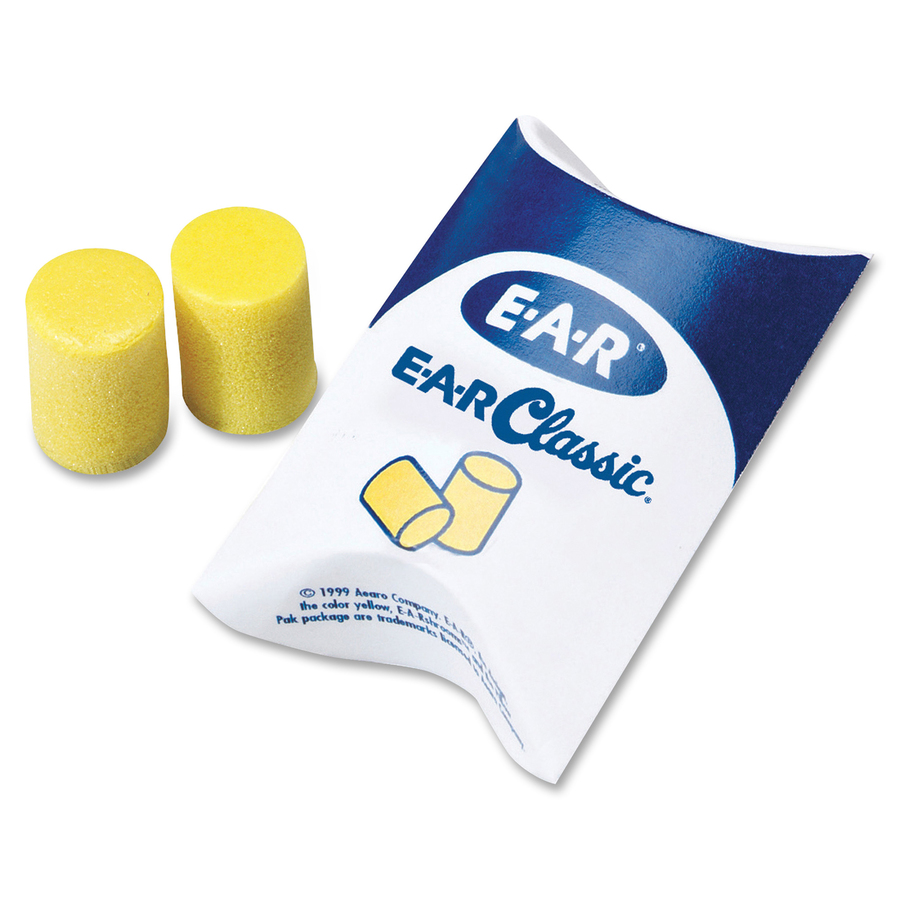 MMM3101001 3M™ EAR Classic Earplugs, Pillow Paks, Uncorded, Pvc