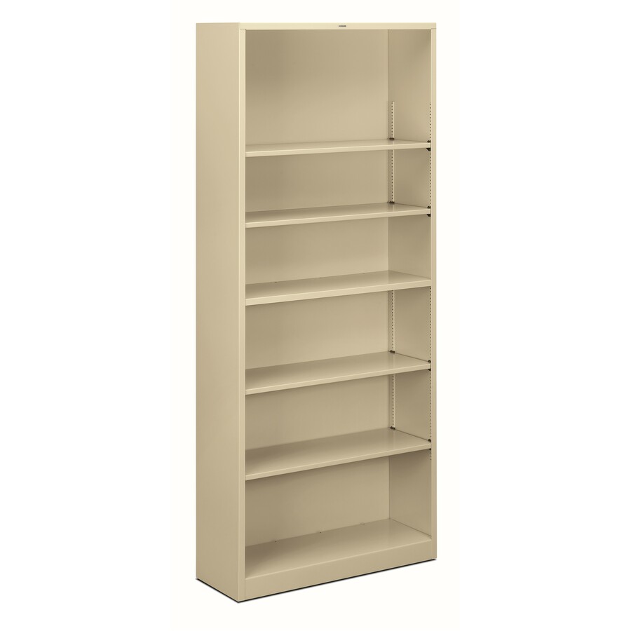 HON Brigade Steel Bookcase 6 Shelves 341/2"W Putty Finish Metal Bookcases The HON Company