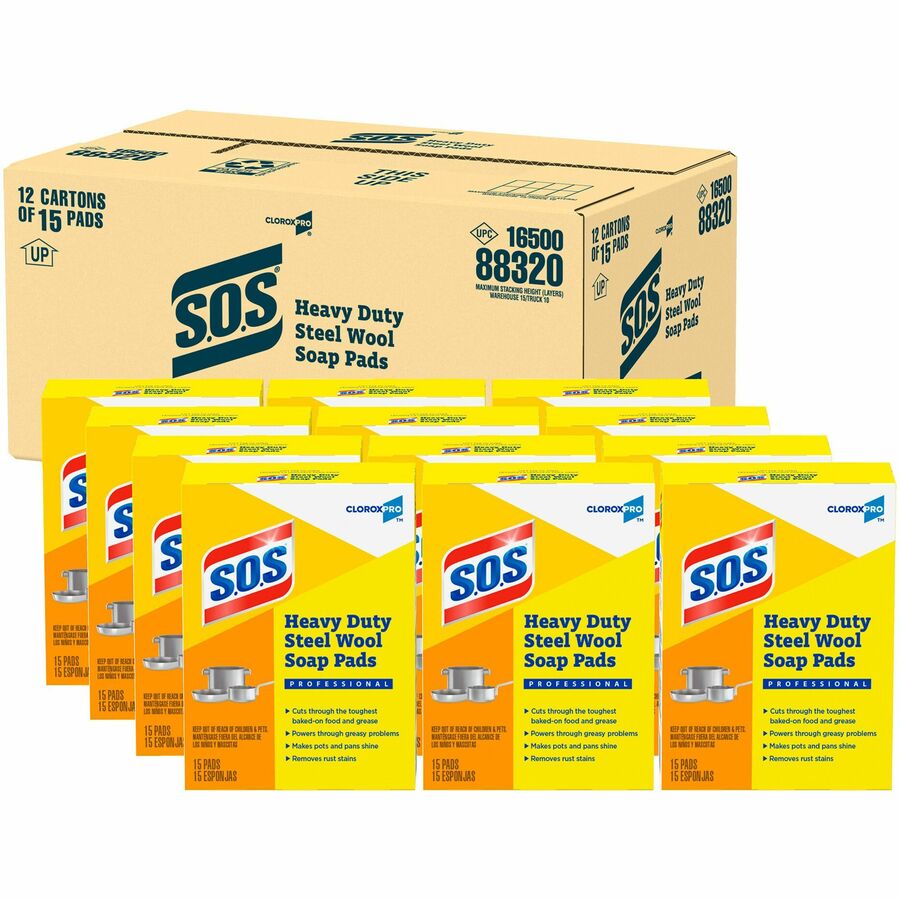 CloroxPro™ S.O.S Steel Wool Soap Pads Pad 5" Width x 4" Length 15