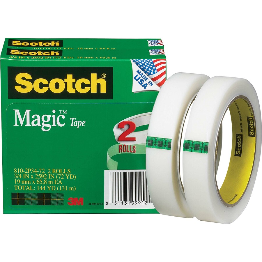Scotch 3/4"W Magic Tape Transparent & Invisible Tapes 3M