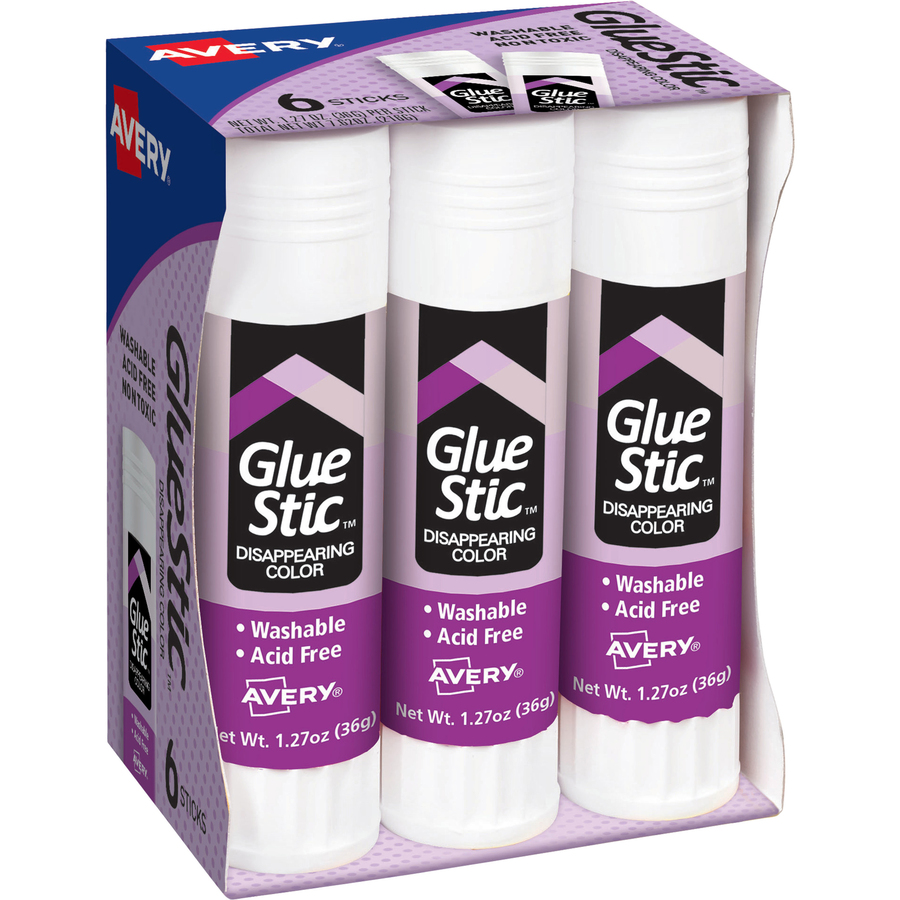 Avery® Glue Stic with Disappearing Purple Color Glue Sticks Avery