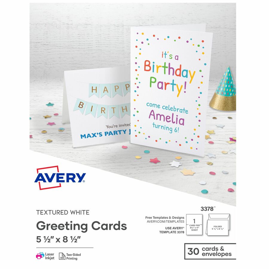 Avery® Printable Half-Fold Greeting Cards, 5-1/2" x 8-1/2" , Inkjet