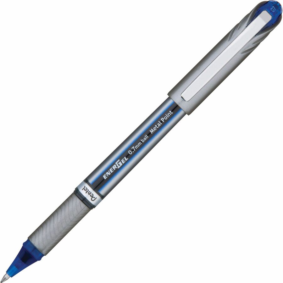 Pentel EnerGel NV Liquid Gel Pens, 0.7 mm Point, Blue Ink Gray Barrel