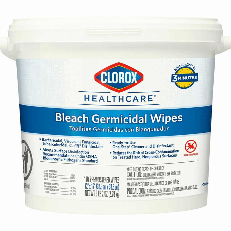 CLO30358 Clorox Healthcare Bleach Germicidal Wipes Office Supply Hut