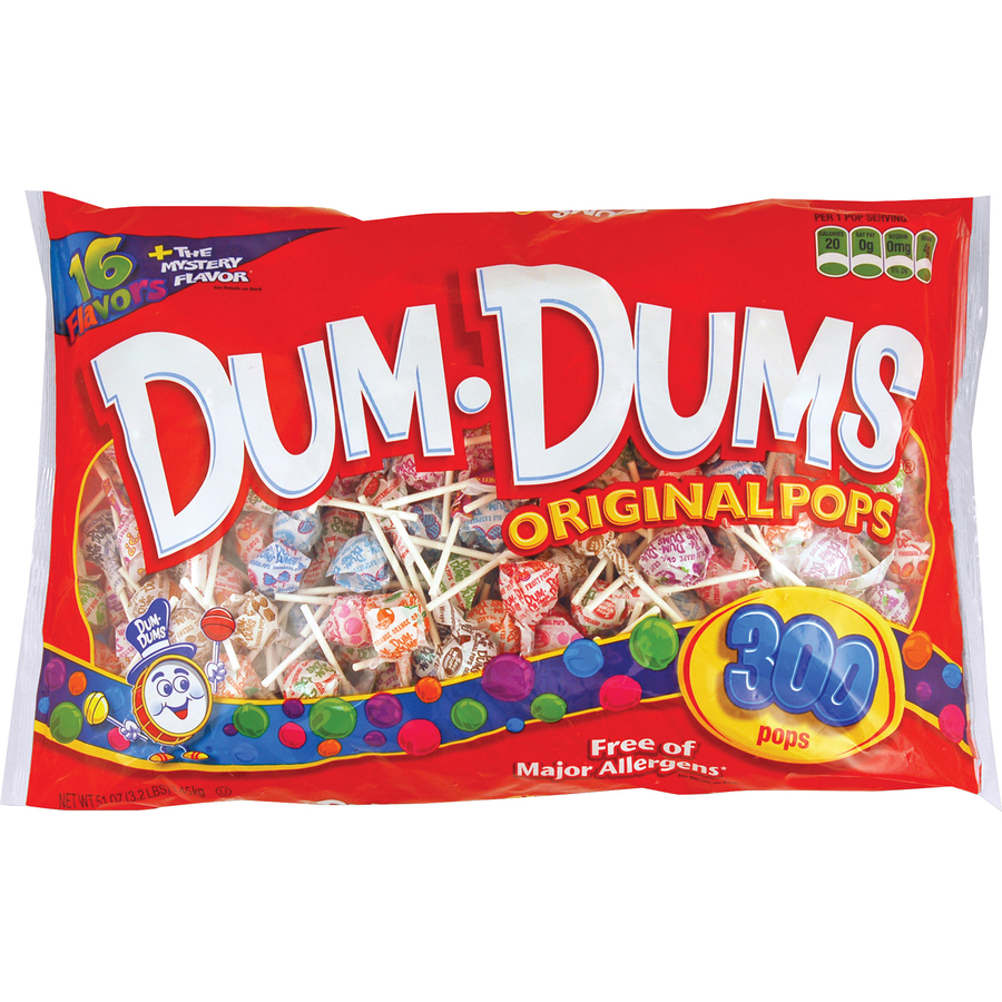 Dum Dum Pops Original Candy Blue Raspberry, Butterscotch, Watermelon
