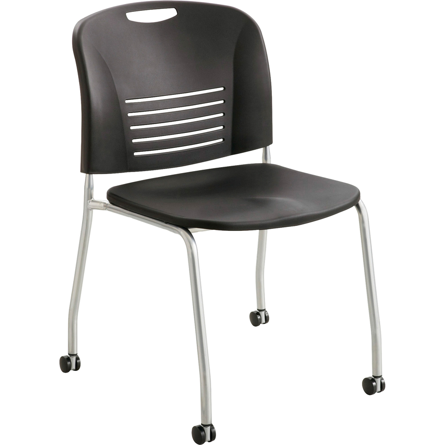 Safco Vy Straight Leg Stack Chairs with Casters Plastic Seat