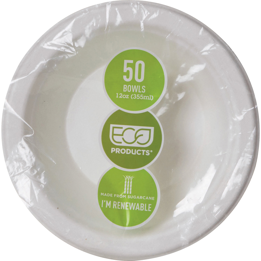 EcoProducts 12oz. Sugarcane Bowls 12 fl oz Bowl Fiber, Sugarcane