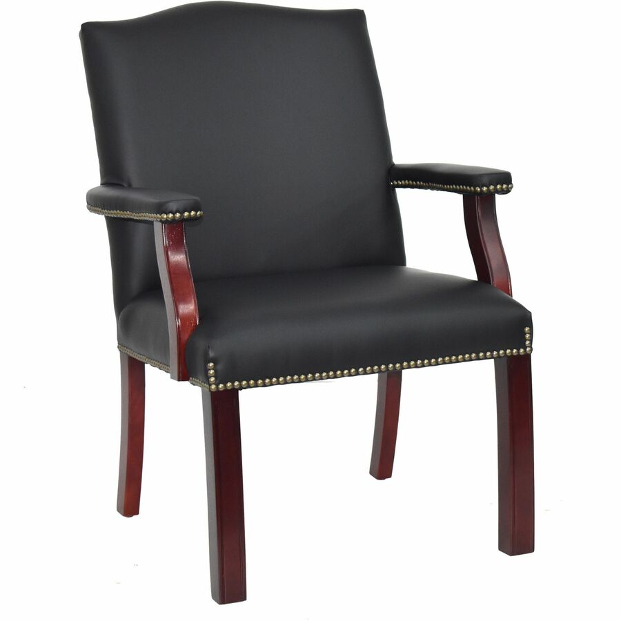 Lorell Bonded Leather Guest Chair Black Bonded Leather LLR68252, LLR
