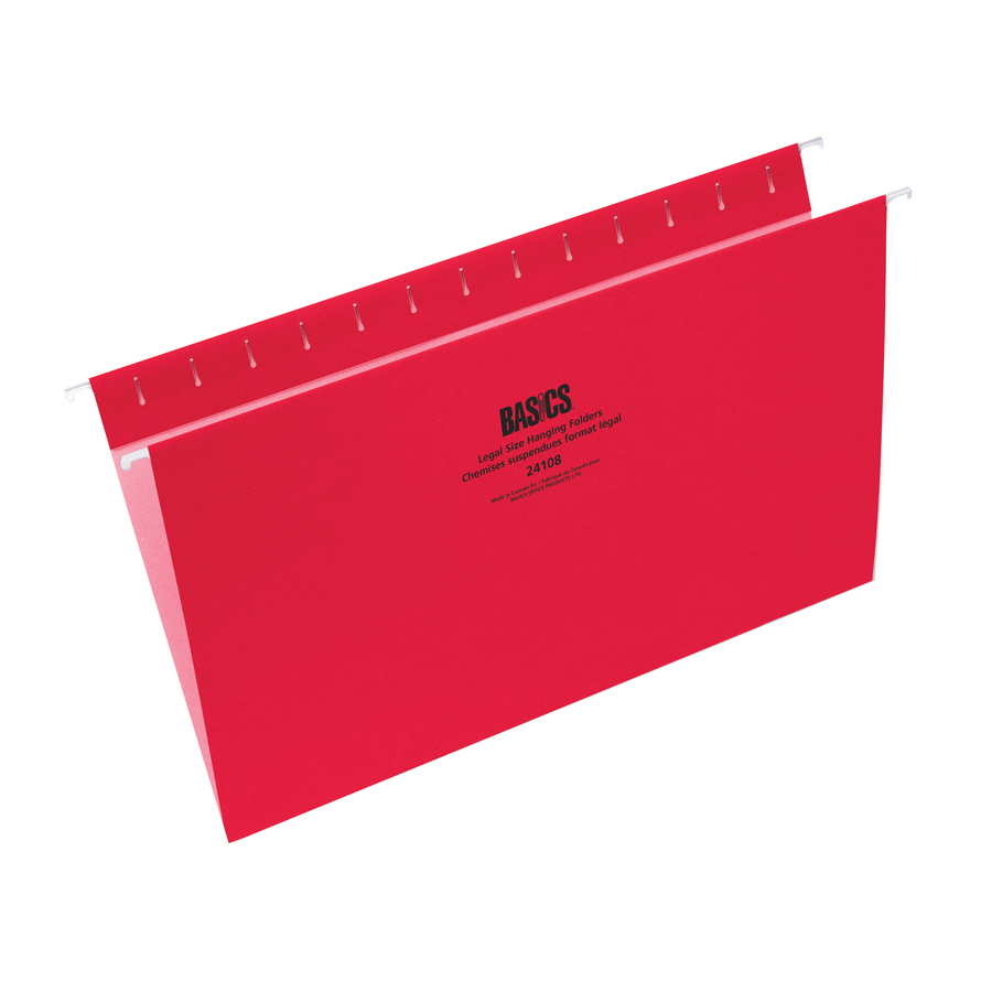 Basics® Coloured Hanging Folders Legal Red 25/box Corbett Office Plus