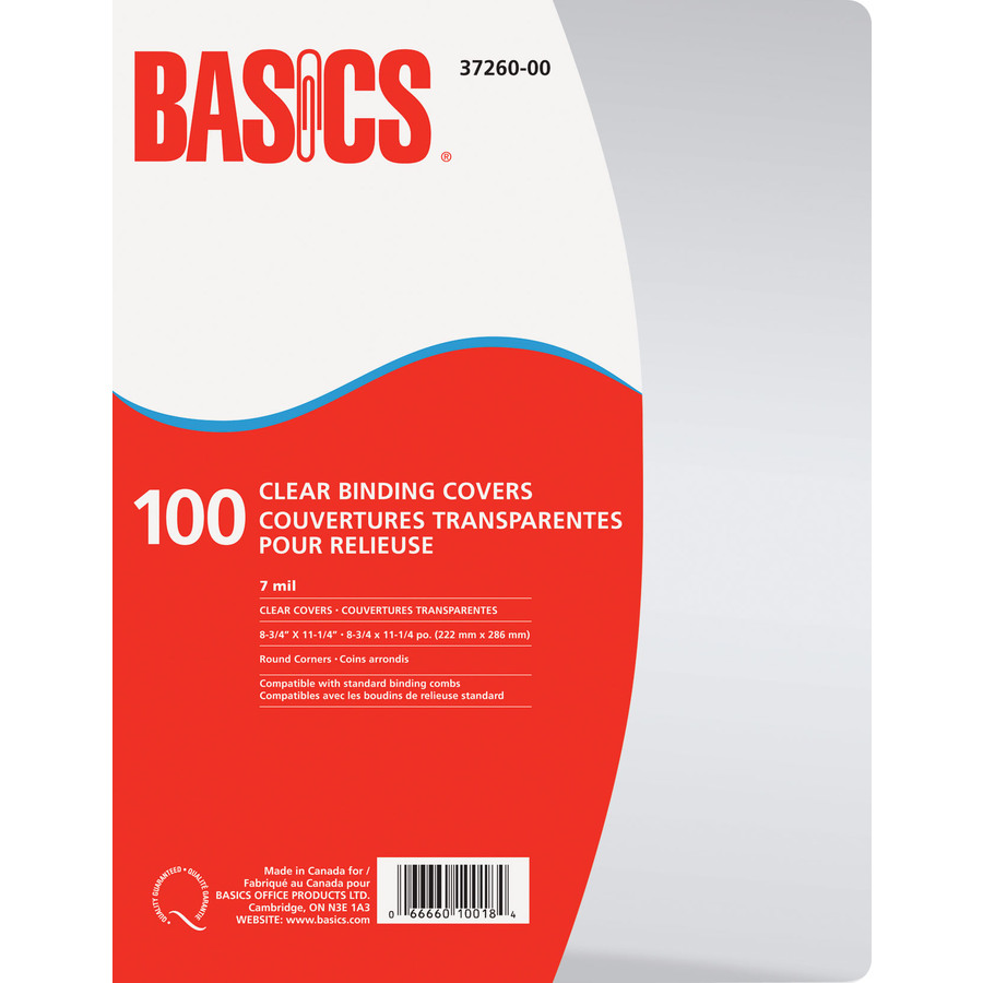 Basics® Clear Binding Covers 7 mil 111/4" x 83/4" 100/pkg Mills