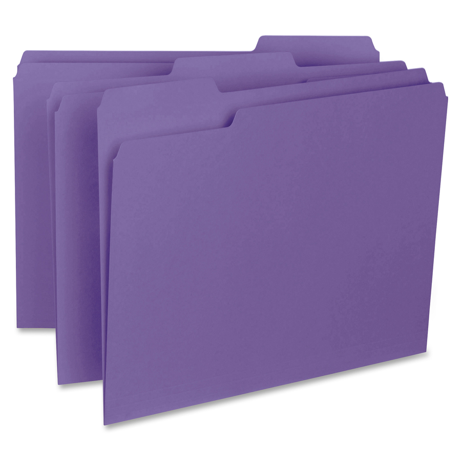 Business Source 1/3Cut Colored Interior File Folders, Purple
