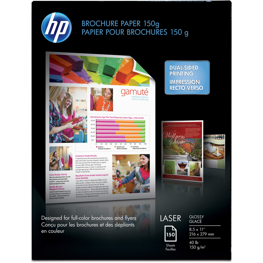 HP Laser Brochure/Flyer Paper White 97 Brightness Letter 8 1/2" x 11" 40 lb Basis