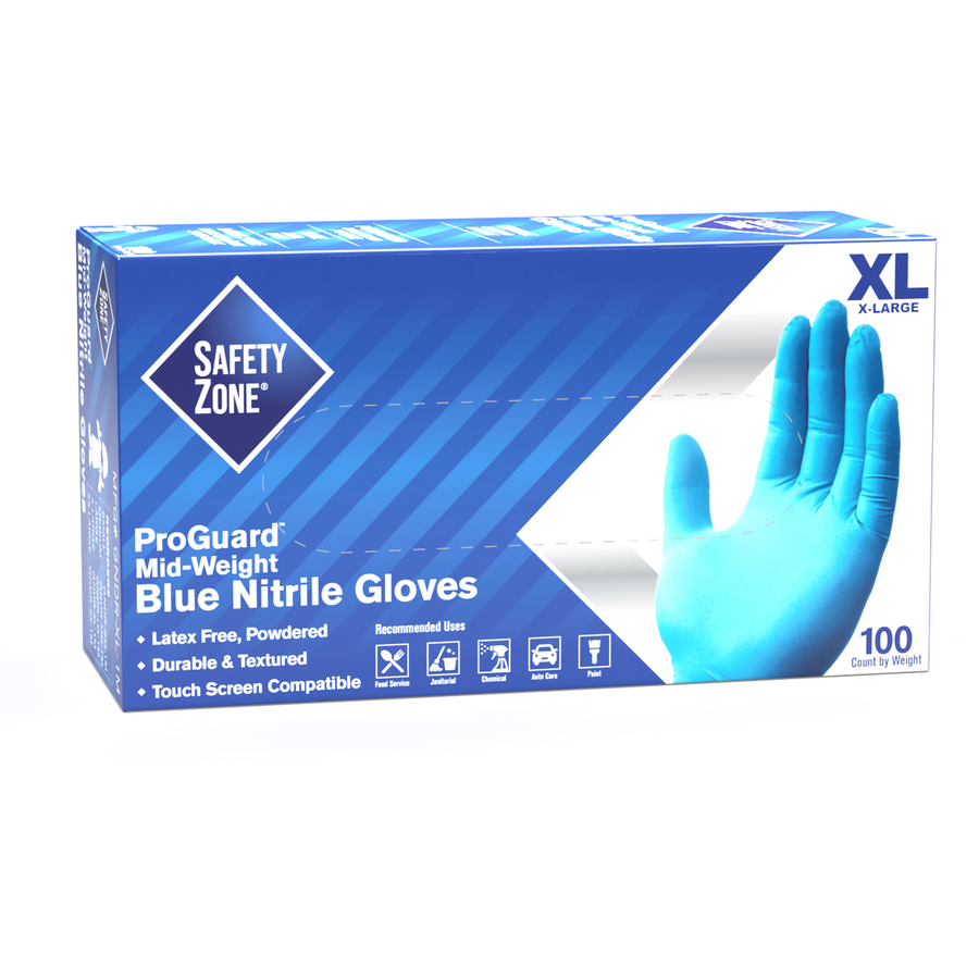 Safety Zone Powdered Blue Nitrile Gloves GOS