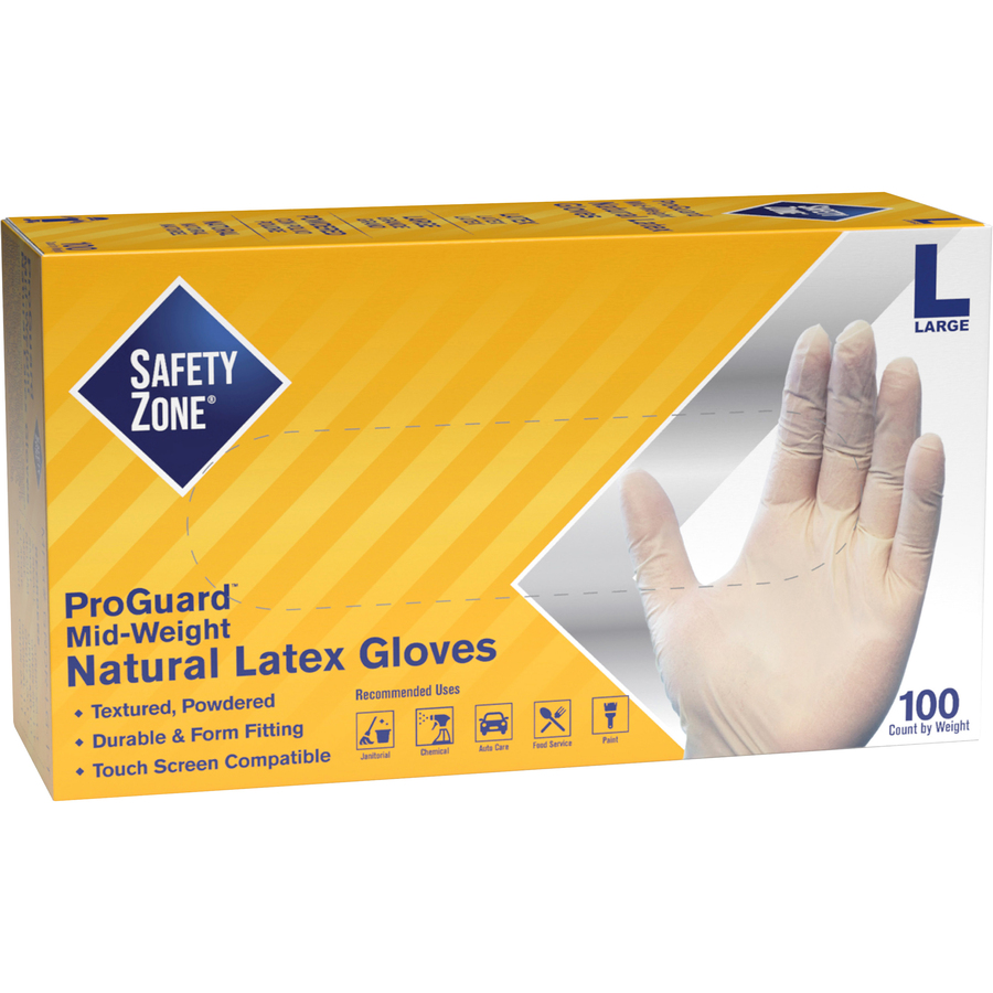 Safety Zone Powdered Natural Latex Gloves Bailey Office Outfitters, Inc.