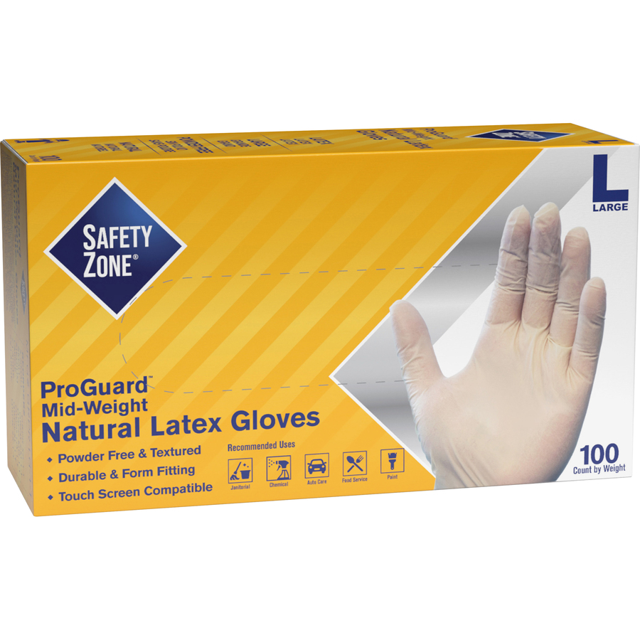Safety Zone Powder Free Natural Latex Gloves Eakes Office Solutions