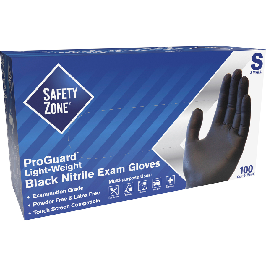 Safety Zone Powder Free Black Nitrile Gloves GOS