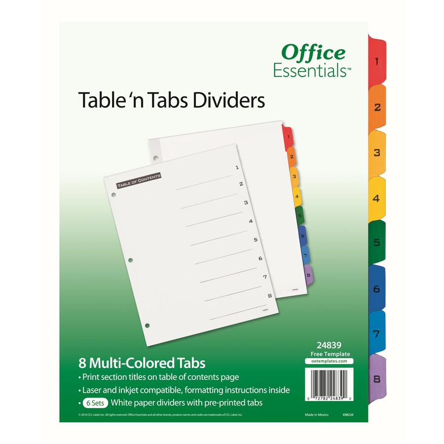 Avery® Office Essentials Table 'n Tabs Dividers Plain Tab Index
